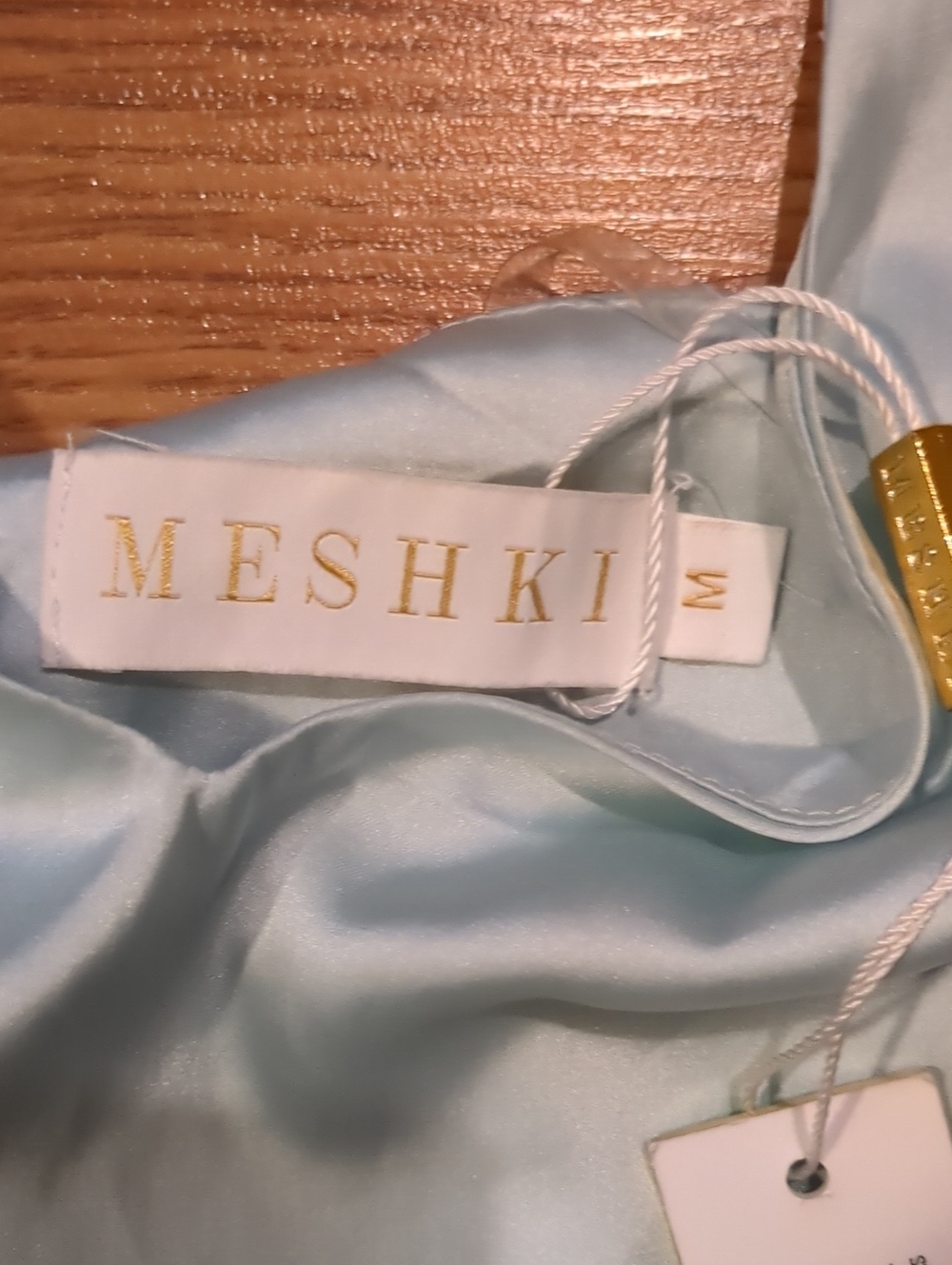 MESHKI NWT Annie Lace Up Back Satin Mini Dress Sage Size Medium - Picture 5 of 8